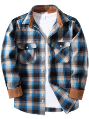 Men's Flannel Plaid Shirt Retro Button Down Long Sleeve