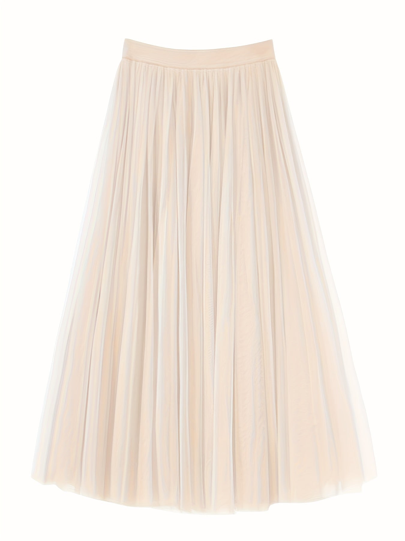 High Waist Mesh A-line Skirt Solid Casual