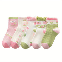 5 Pairs Girls Cartoon Animal Ankle Socks for Toddlers