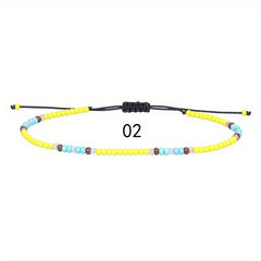 10pcs Colorful Rice Beads Anklet Set Boho Style Bracelet for Women