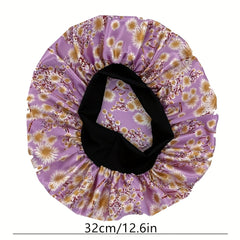 Floral Print Satin Bonnet Hair Cap for Women