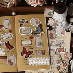 Vintage Flower Message Card Cowhide Notes 45 Sheets Boxed