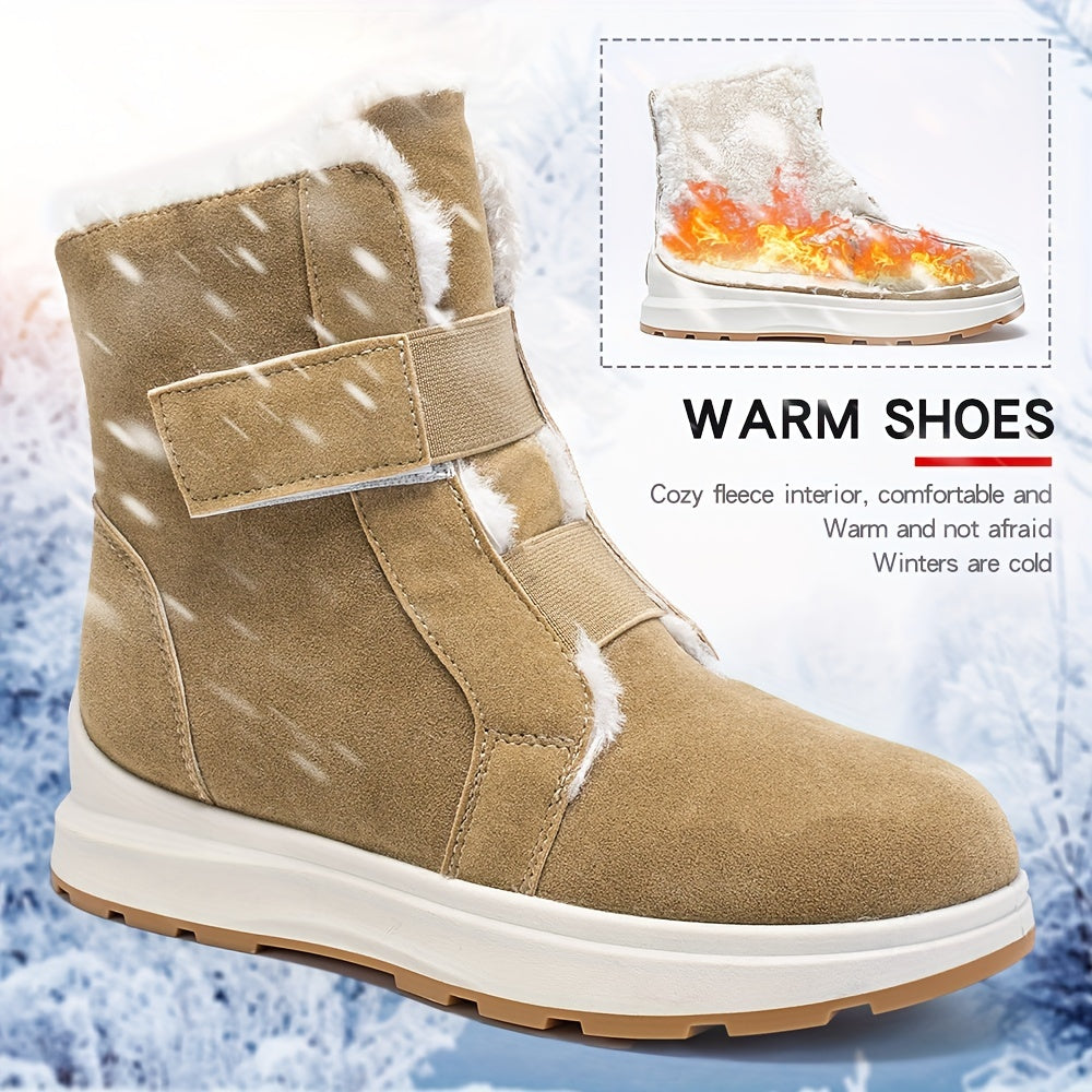 Faux Fur Lined Snow Boots Slip On Round Toe Flat Wear Resistance