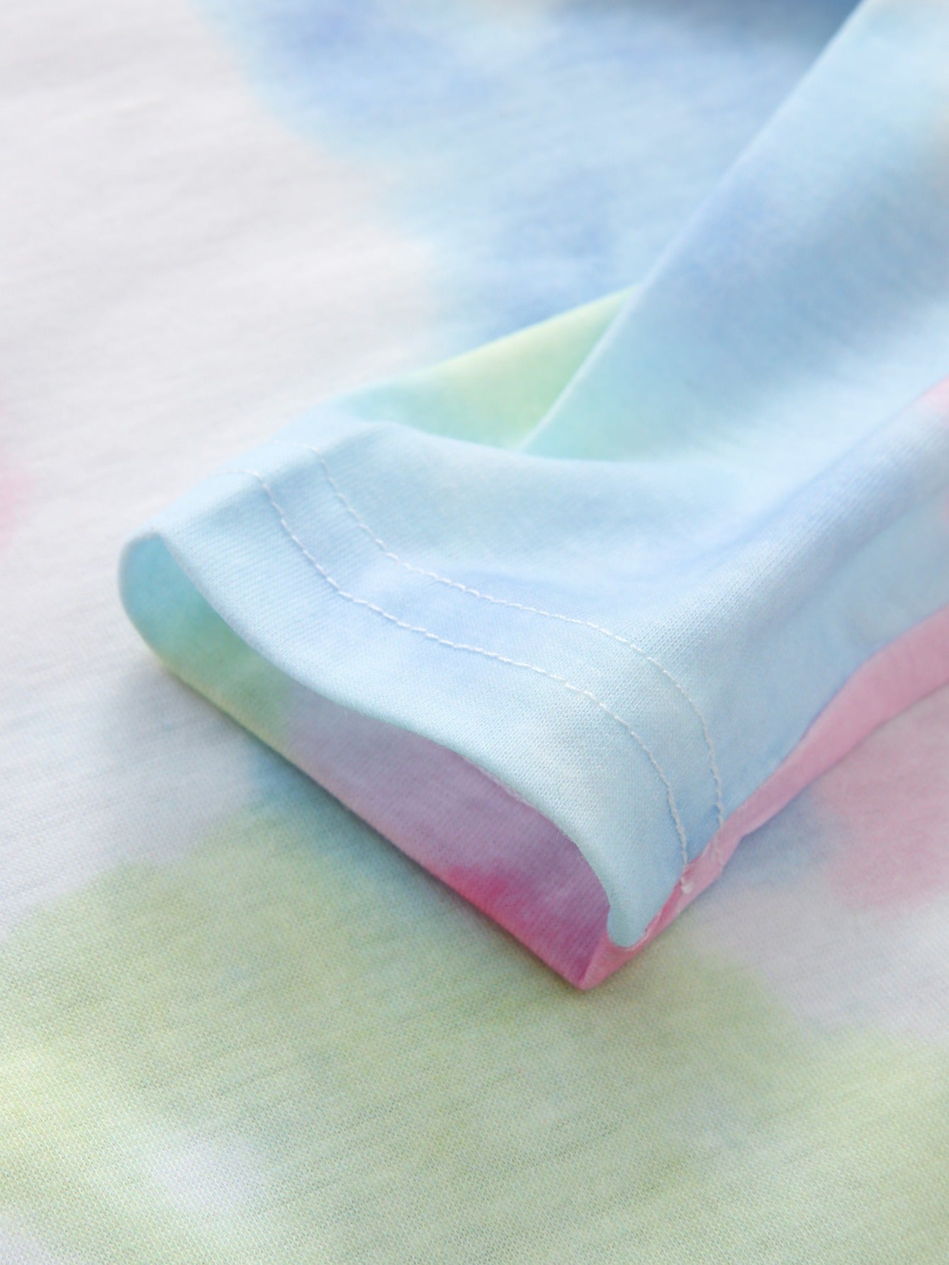 2pcs Toddler Girls Pink Tie Dye Print Long Sleeve Pants