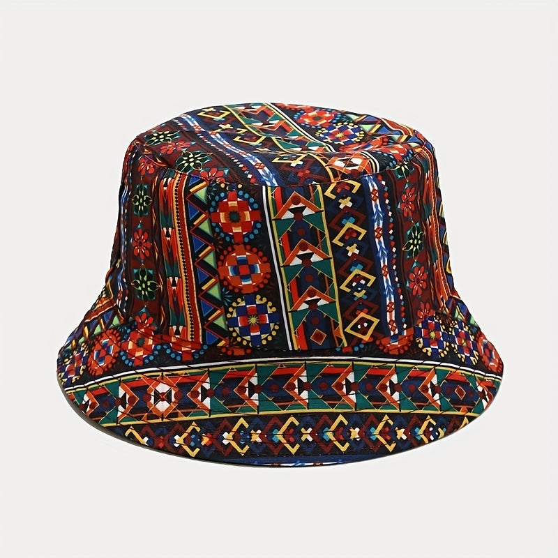 Boho Print Reversible Bucket Hat Lightweight Basin Hat Sunscreen Fisherman Cap