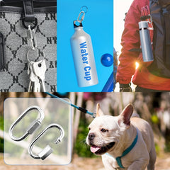 4pcs Stainless Steel Carabiner 2 54 20 32 Cm D Shaped Metal Buckle Keychain