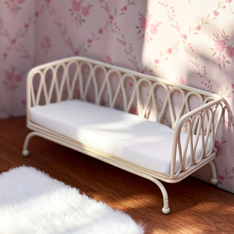 2pcs Metal Sofa w/ Cushion 1:12 Scale BJD Pretend Furniture Home Decor