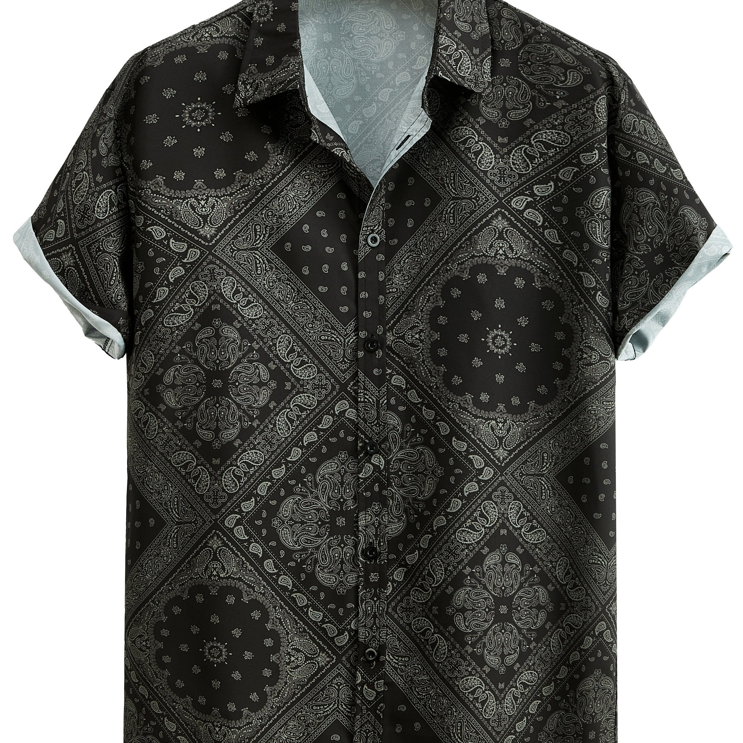 Paisley Print Men's Hawaiian Shirt for Summer Vacation