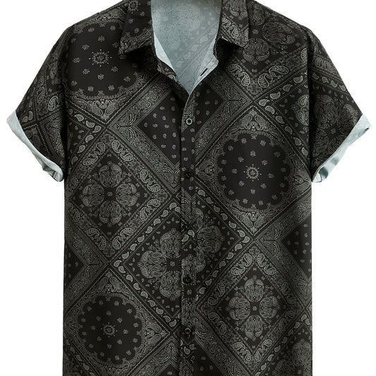 Paisley Print Men's Hawaiian Shirt for Summer Vacation