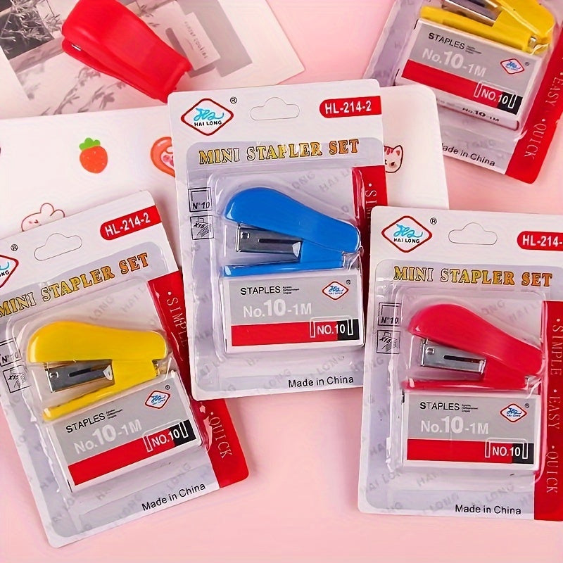3-Piece Stapler Set: Mini Small Student Stationery Pack