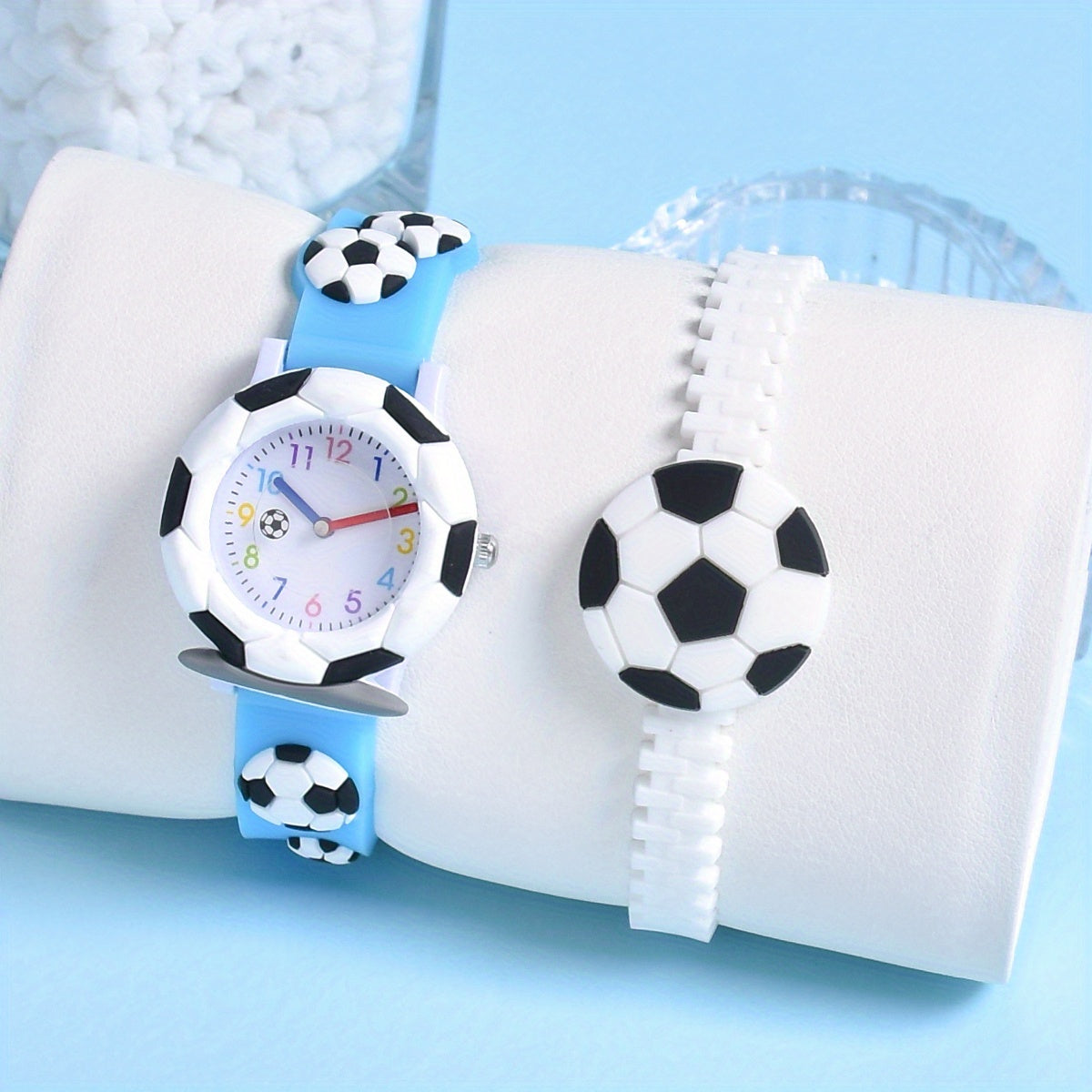 3D Soccer Silicone Strap Boys' Cartoon Watch Sports Quartz Football Wristband