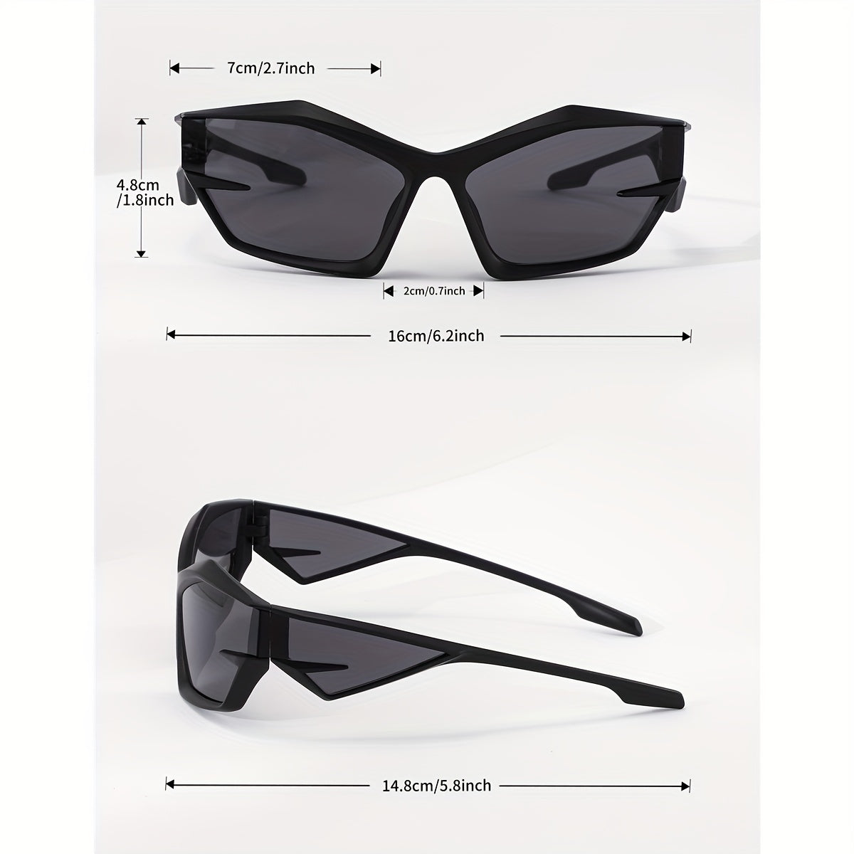 Vintage Polygon Square Sunglasses with Zipper Case