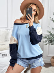 Colorblock Pullover Long Sleeve Sweatshirt