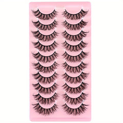 10 Pairs Dramatic Long False Eyelashes Natural Reusable Extensions