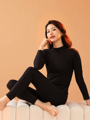 Women's Seamless Thermal Underwear Set Long Sleeve Mock Neck