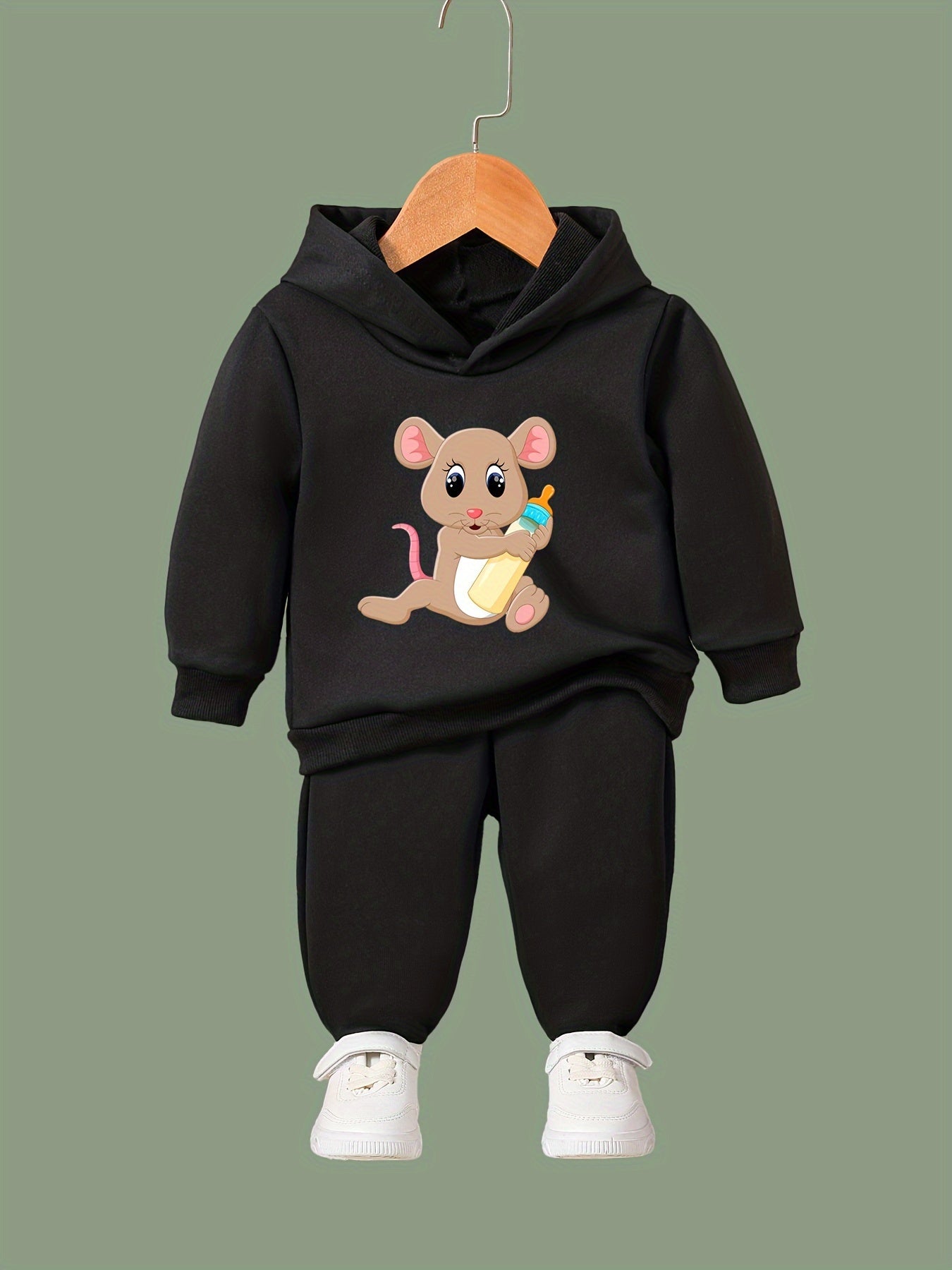 Baby Mouse Print 2pcs Girls Outfits Hoodies Jogger Pants Set