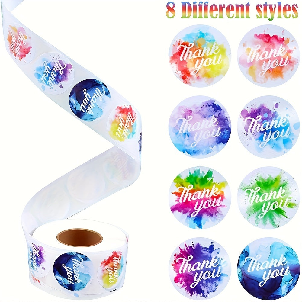 500pc Colorful Smudged Thank You Stickers 2 Styles Sealing Gift Label Decoration