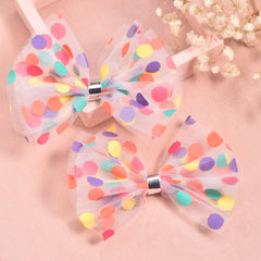 2pcs Girls Dots Prints Bow Hairpins Colorful Hair Clips