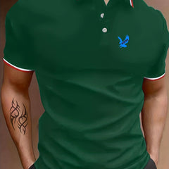 Men's Eagle Graphic Polo Shirt Casual Stretch Breathable Button Up
