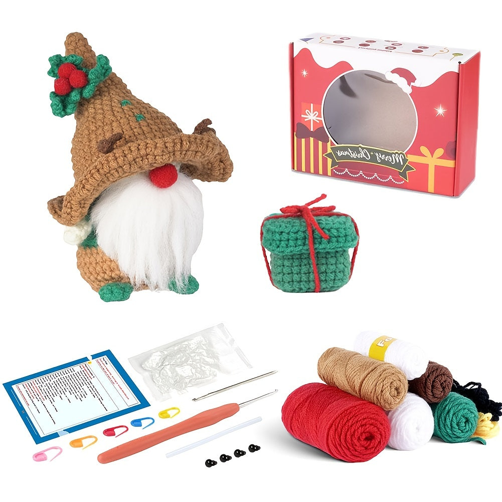 Christmas Gnome Crochet Kit Pumpkin Ghost Dwarf Crocodile Hand Knitting Beginner