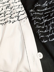 Colorblock Letter Print Polo Neck Shirt Dress