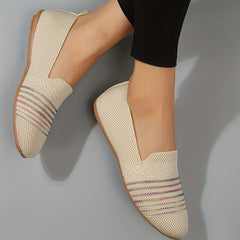 Women's Breathable Knit Flat Shoes Lightweight Slip On Shoes