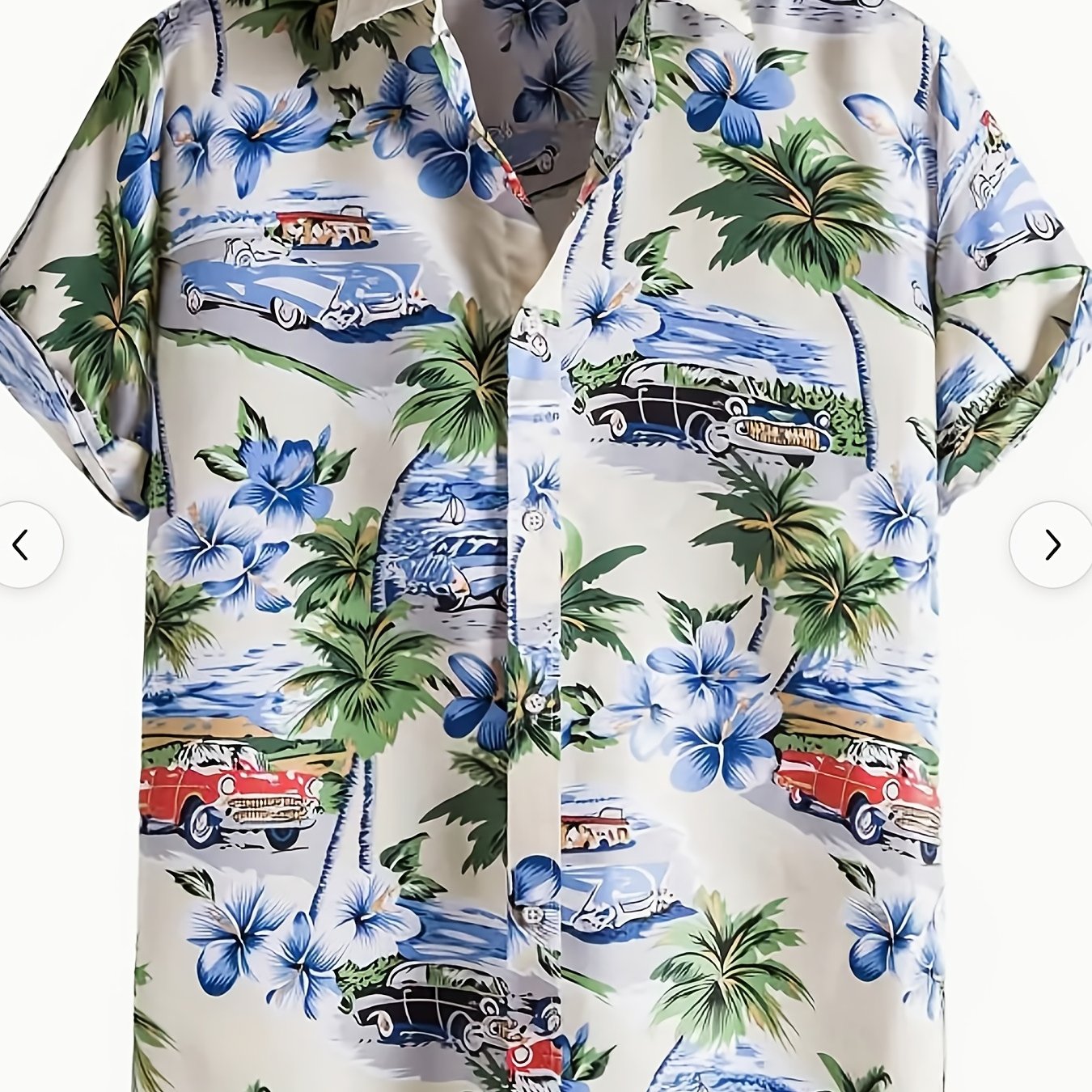 Retro Cat & Coconut Tree Print Men's Hawaiian Shirt