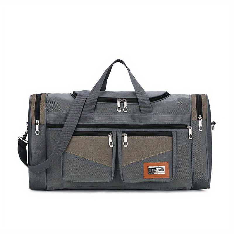 Large Capacity Duffel Bag with Double Zipper and Adjustable Shoulder Straps