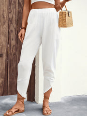 Minimalist Elastic Waist Carrot Pants Solid Color Casual Women's Clothing