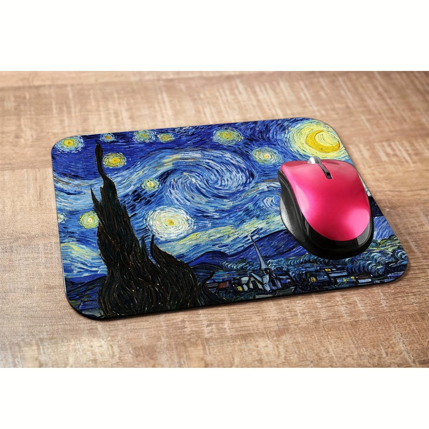 Starry Night Themed Rectangle Gaming Mousepad 24x20 cm Non Slip Rubber Mouse Pad