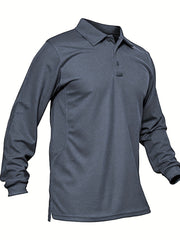 Sun Block Golf Polo Shirts Men's Casual V Neck Pullover Long Sleeves