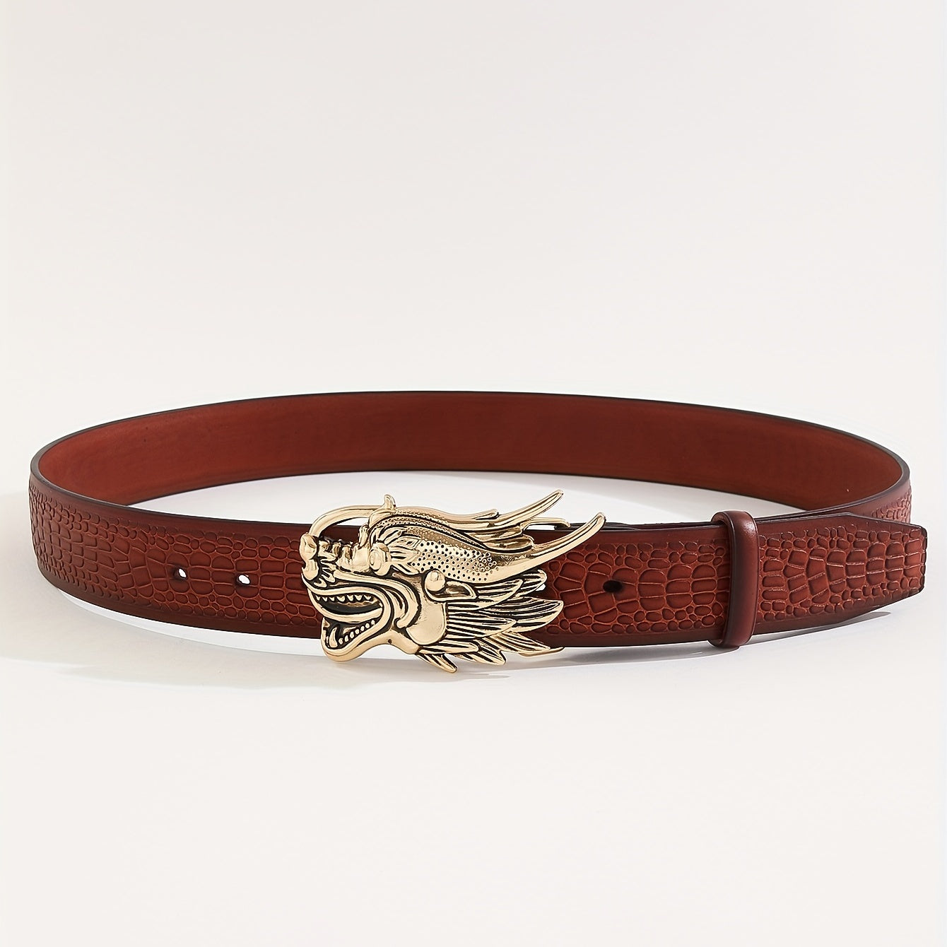 Men's Dragon Pattern Buckle Belt, Casual Business Style