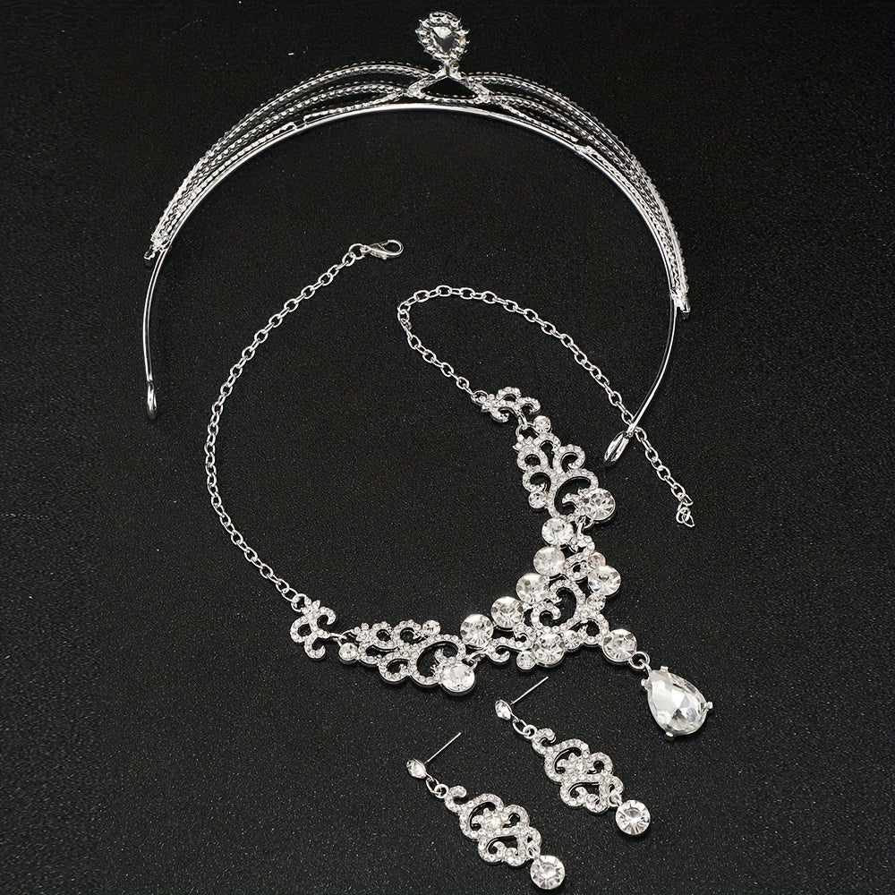 Rhinestone Headband Earrings Set Bridal Hair Accessories