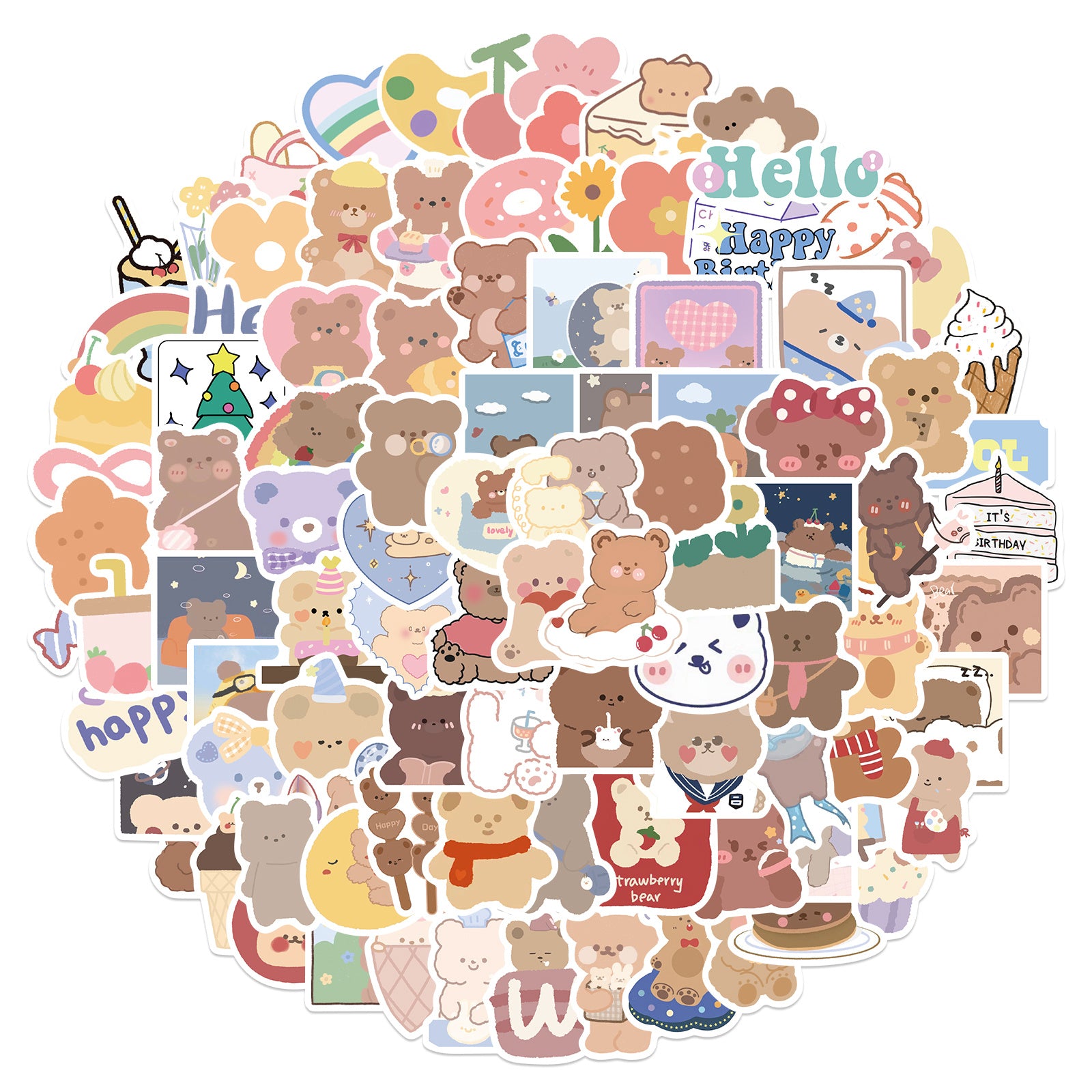102pcs Bear Waterproof Sticker Pack