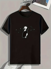 Comics Man Print Men's Tee Slightly Stretch Breathable