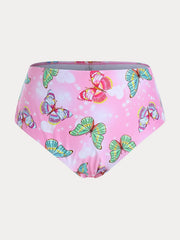Y2k Butterfly Print Swimsuit Set - 2pc