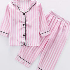 Girls Lounge Wear Button Down Top & Pants Pajamas Set Kids Clothes
