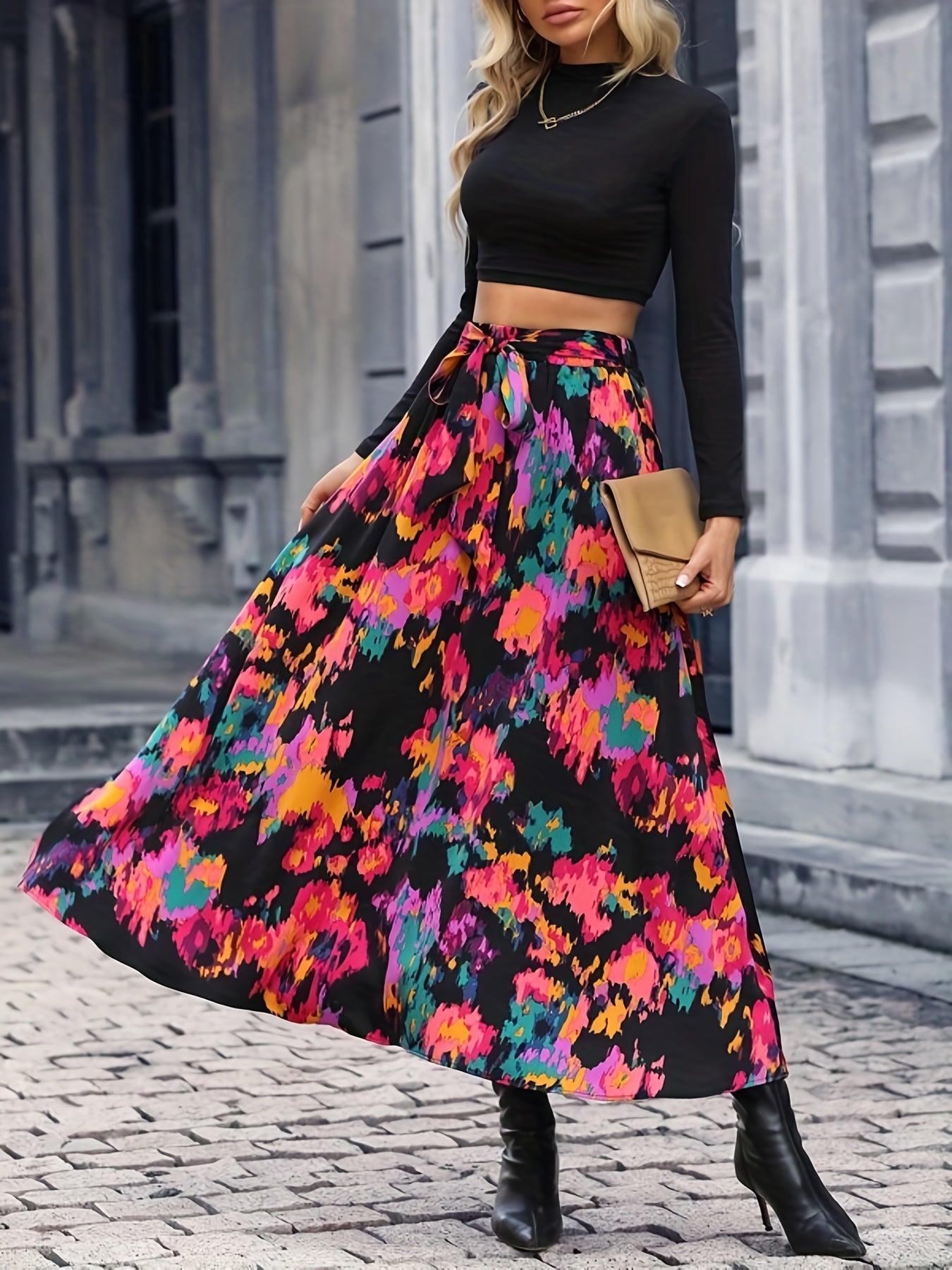 Colorful Tie Front Skirt for Spring & Summer Women's Clothing