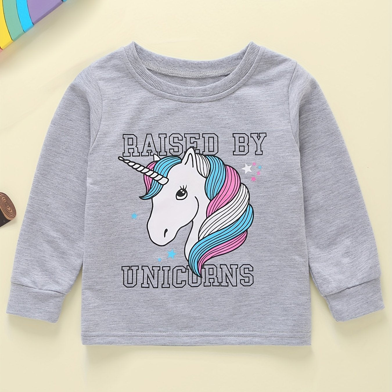 Girls Autumn Unicorn Print Pullover Top Casual Sweatshirt