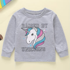 Girls Autumn Unicorn Print Pullover Top Casual Sweatshirt