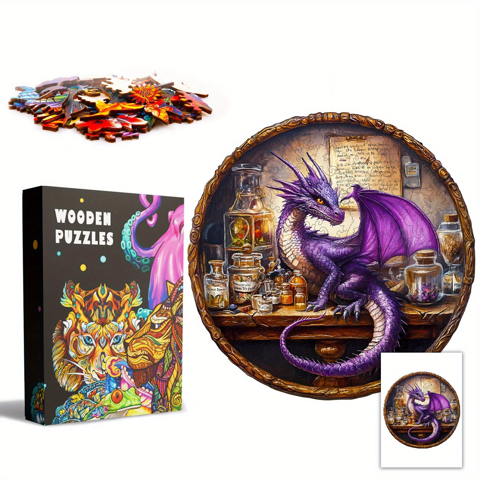 Magic Dragon Wooden Jigsaw Puzzle Creative Animal Shape Puzzle