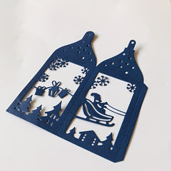 Merry Christmas Santa Deer Tree House Lantern Metal Cutting Dies