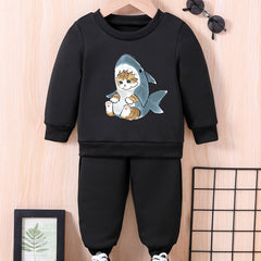 Baby SHARK & KITTY Casual Outfit Sweatshirt Trousers Set