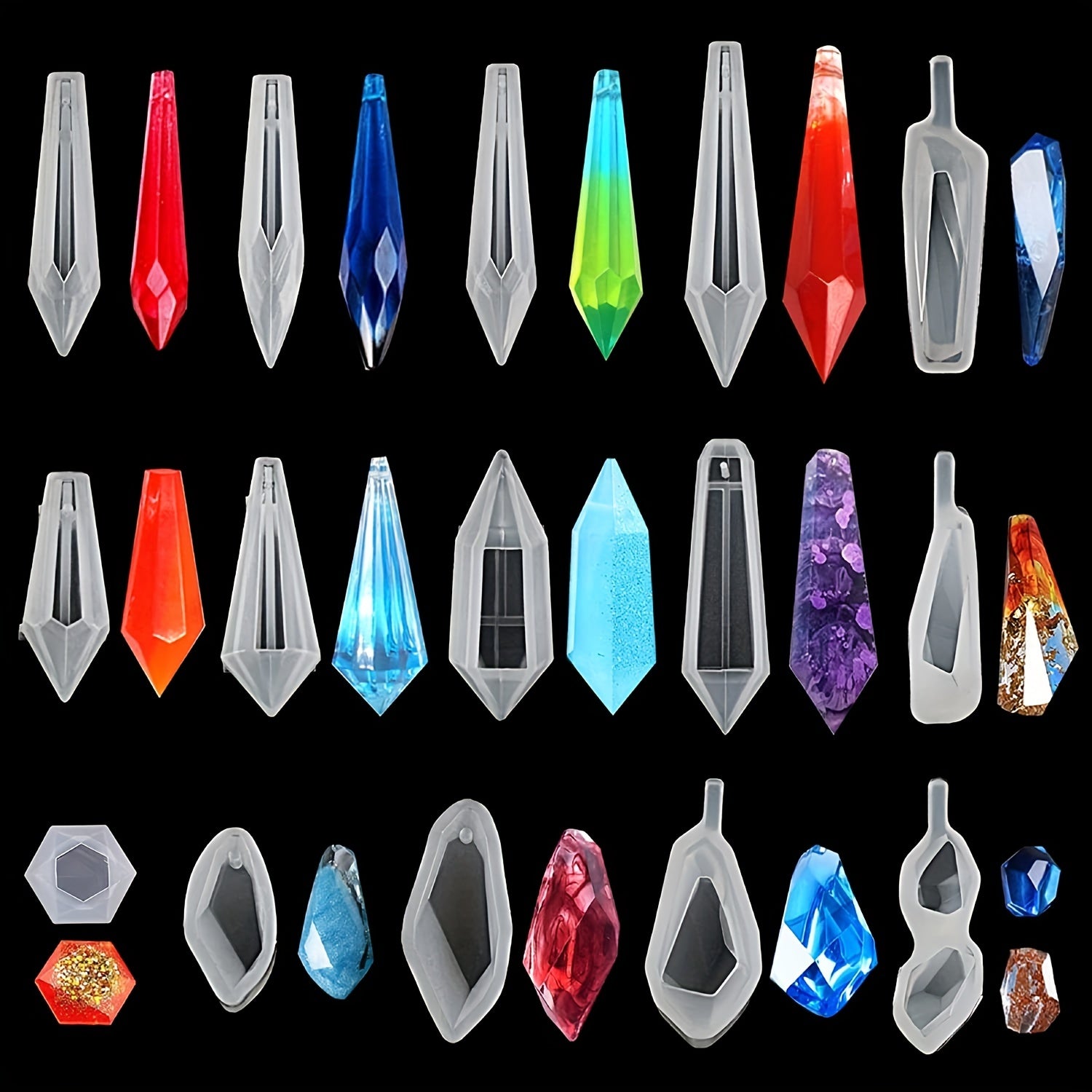 15pcs Resin Pendant Silicone Molds For DIY Jewelry Making