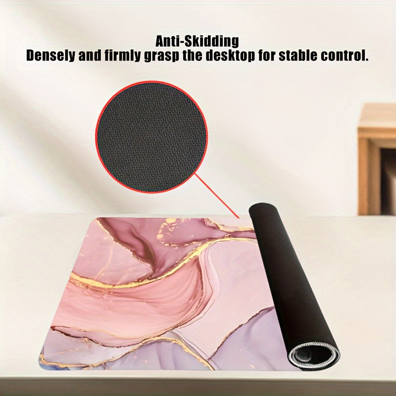 Red Marble Desk Mat Mouse Pad Keyboard Wrist Rest Set