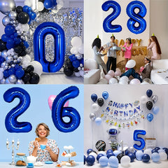 42 Inch Navy Number Balloons 0-9 Large Royal Mylar Foil Helium Dark Number Ballo