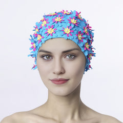 Floral Petal Swim Cap for Women Lightweight Bathing Cap