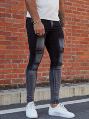 Men's Ripped Skinny Fit Stretch Long Trousers