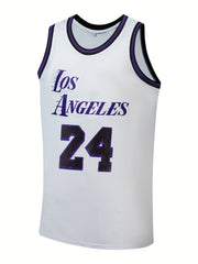 Mens LA 24 City Edition Embroidery Basketball Jersey Retro Mesh