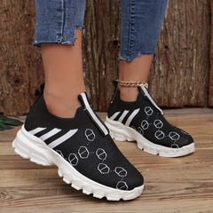 Women's Geometric Lace-Up Running Shoes Breathable Sports Sneakers